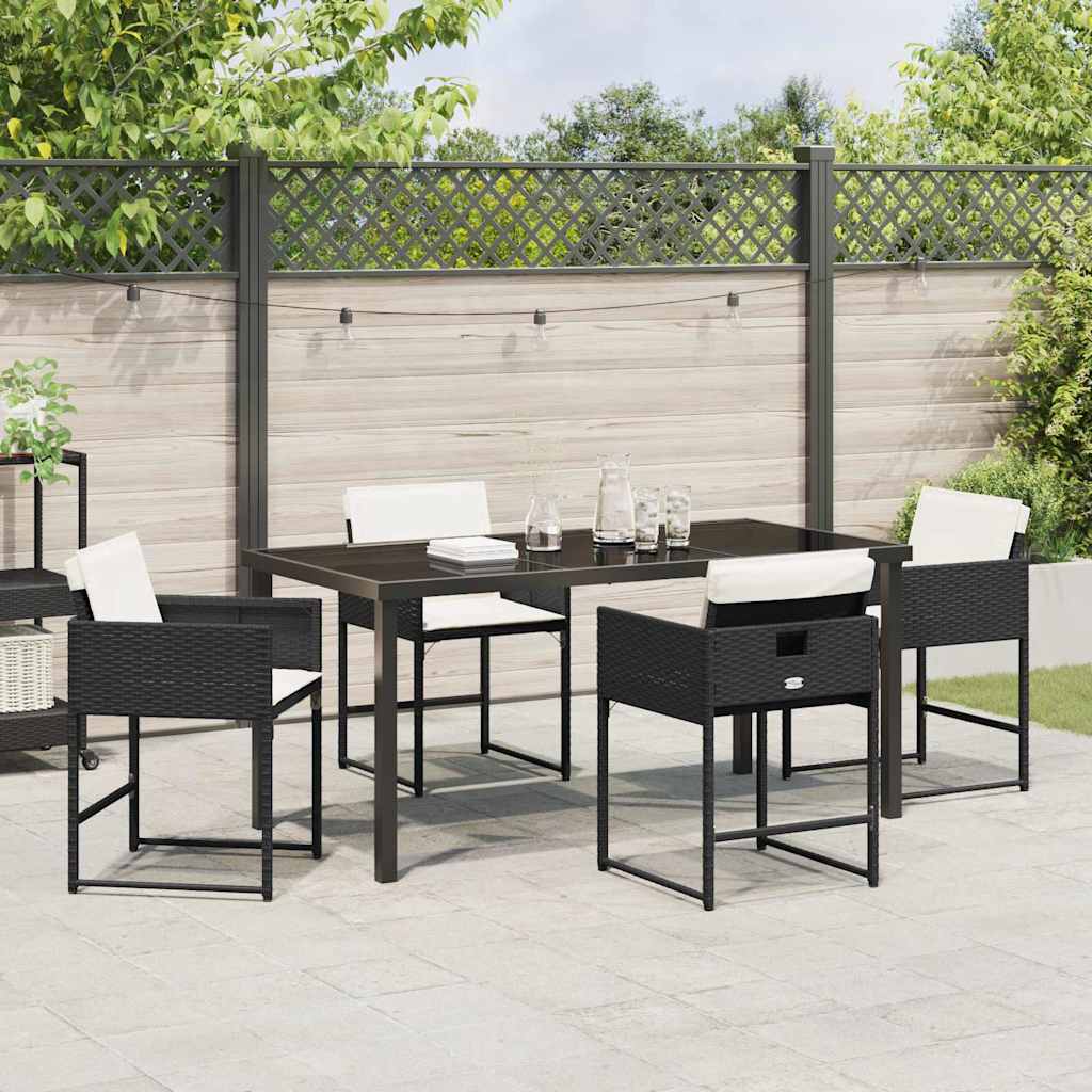 Have Spisebordssæt med pude 5 pcs Sort Poly rattan