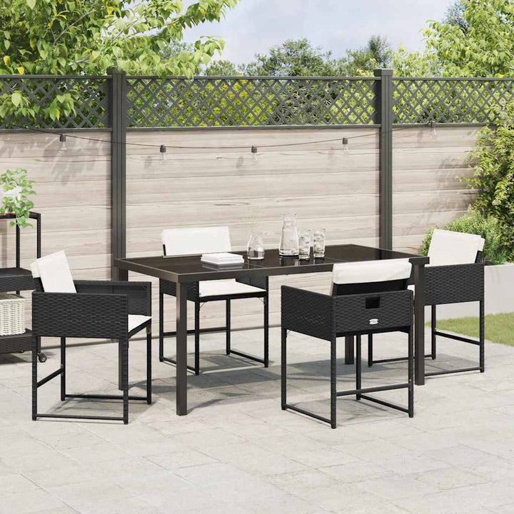 Have Spisebordssæt med pude 5 pcs Sort Poly rattan