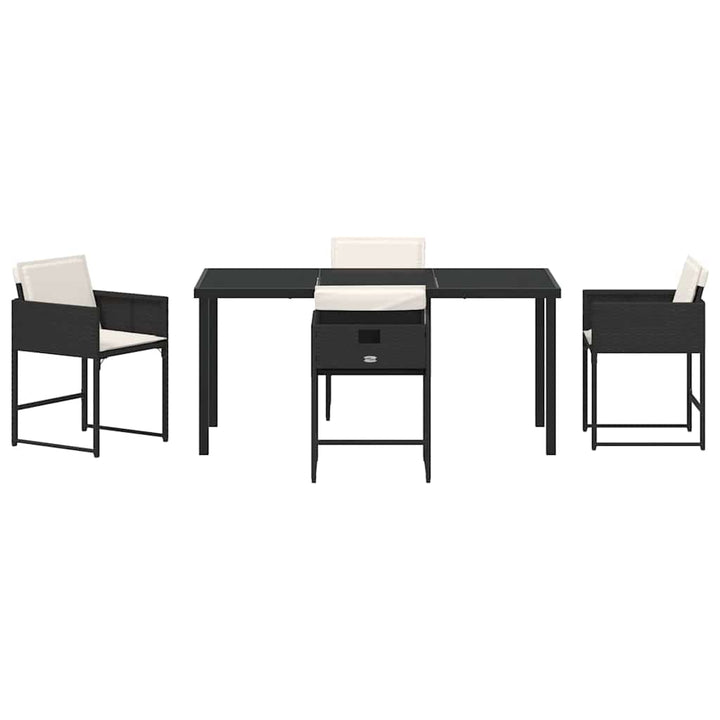 Have Spisebordssæt med pude 5 pcs Sort Poly rattan