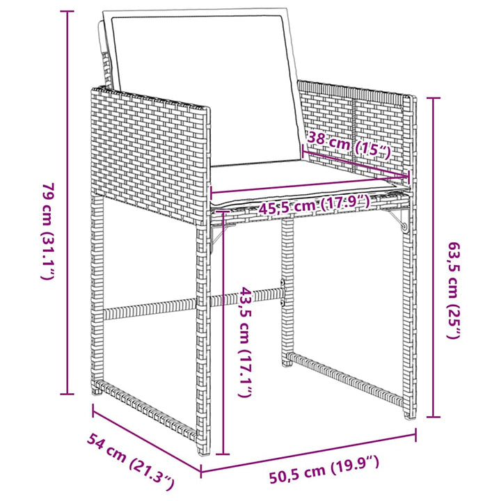 Have Spisebordssæt med pude 5 pcs Sort Poly rattan