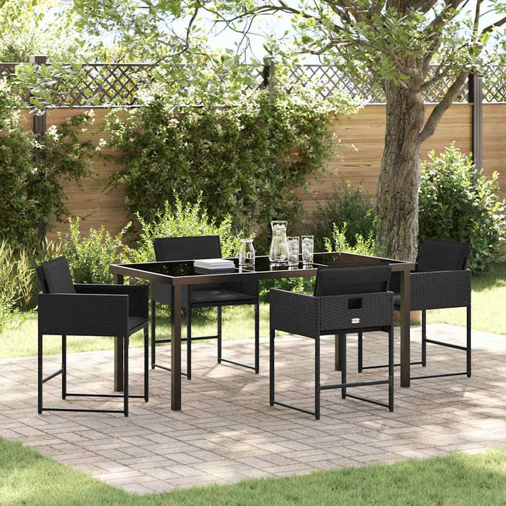 Have Spisebordssæt med pude 5 pcs Sort Poly rattan