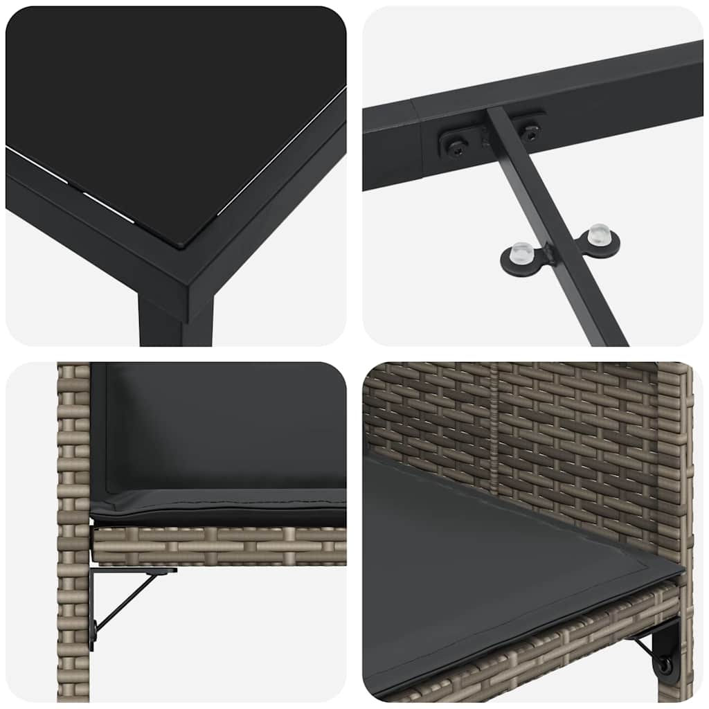 Have Spisebordssæt med pude 5 pcs Grå Poly rattan