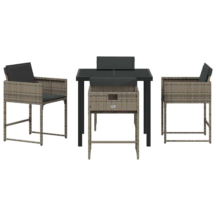 Have Spisebordssæt med pude 5 pcs Grå Poly rattan