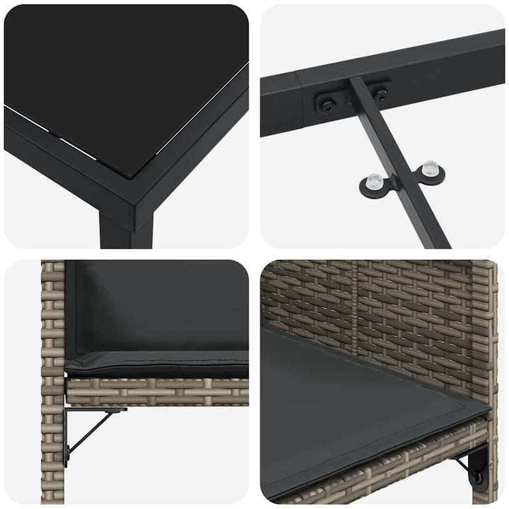 Have Spisebordssæt med pude 5 pcs Grå Poly rattan