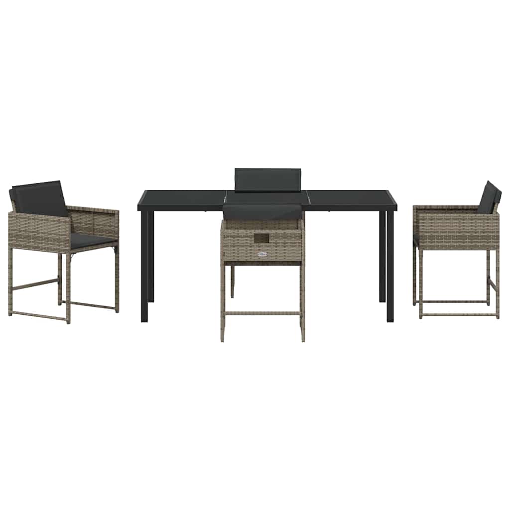 Have Spisebordssæt med pude 5 pcs Grå Poly rattan