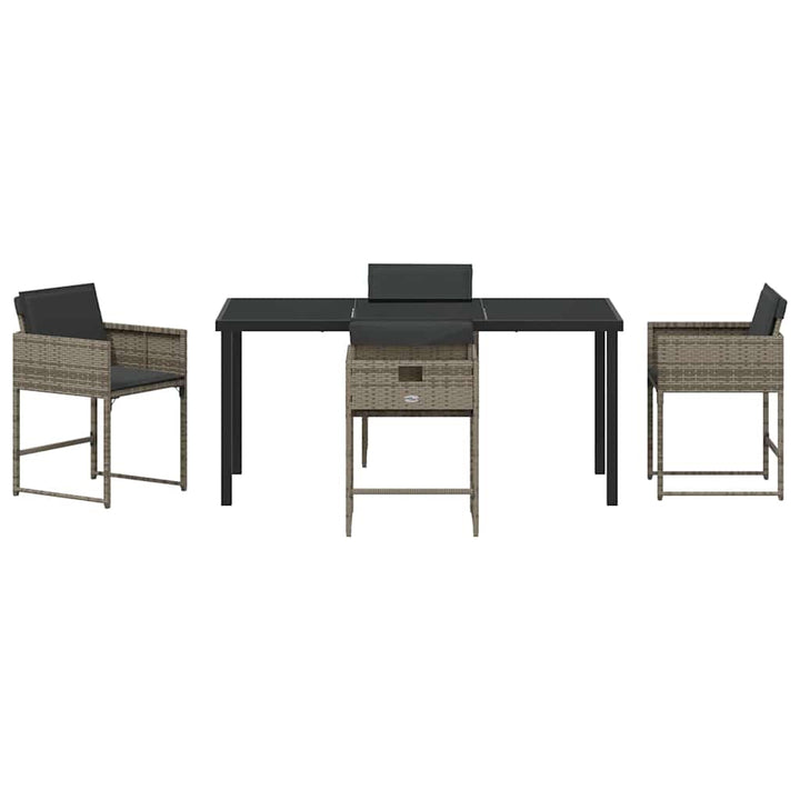 Have Spisebordssæt med pude 5 pcs Grå Poly rattan