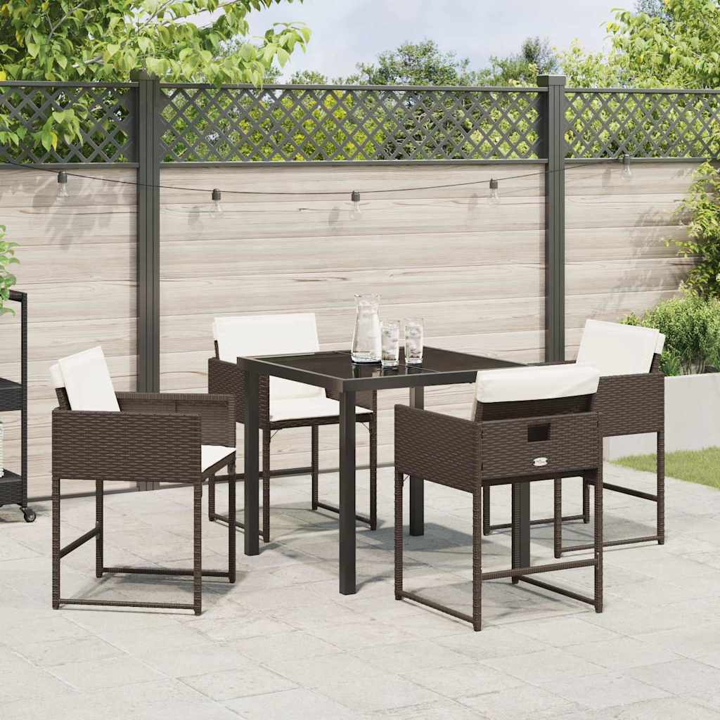 Have Spisebordssæt med pude 5 pcs Brun Poly rattan