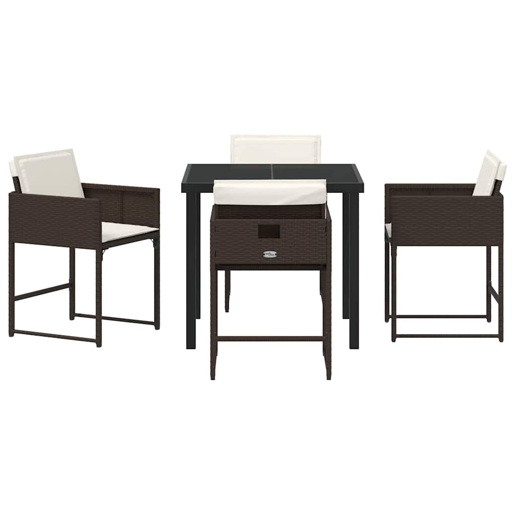 Have Spisebordssæt med pude 5 pcs Brun Poly rattan