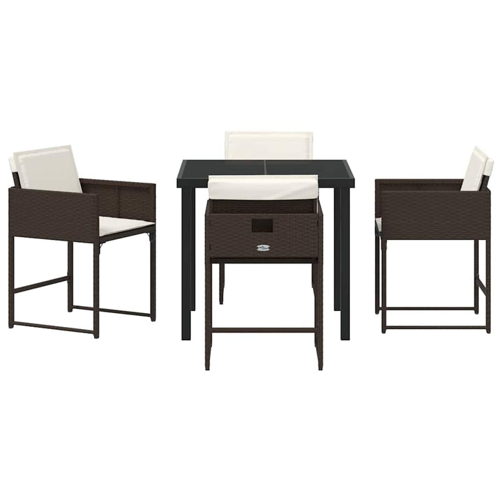 Have Spisebordssæt med pude 5 pcs Brun Poly rattan