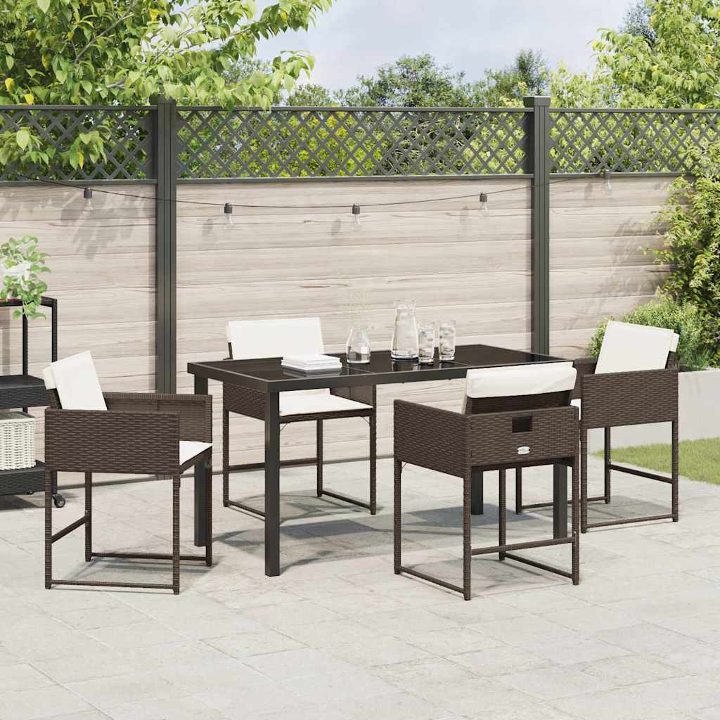 Have Spisebordssæt med pude 5 pcs Brun Poly rattan