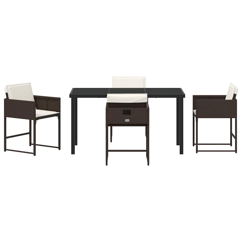 Have Spisebordssæt med pude 5 pcs Brun Poly rattan