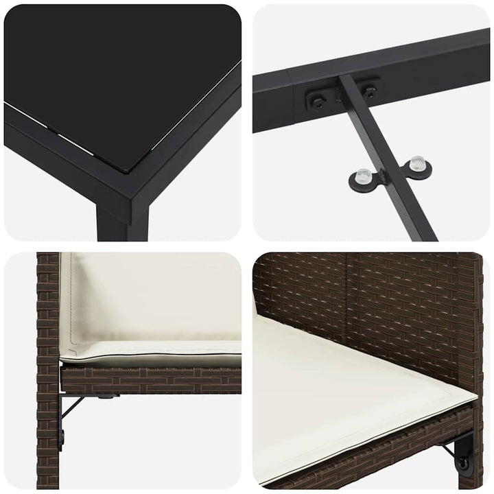 Have Spisebordssæt med pude 5 pcs Brun Poly rattan