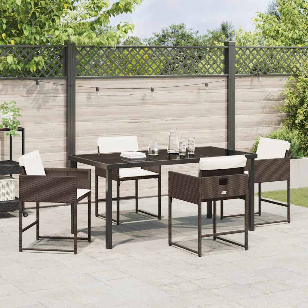 Have Spisebordssæt med pude 5 pcs Brun Poly rattan