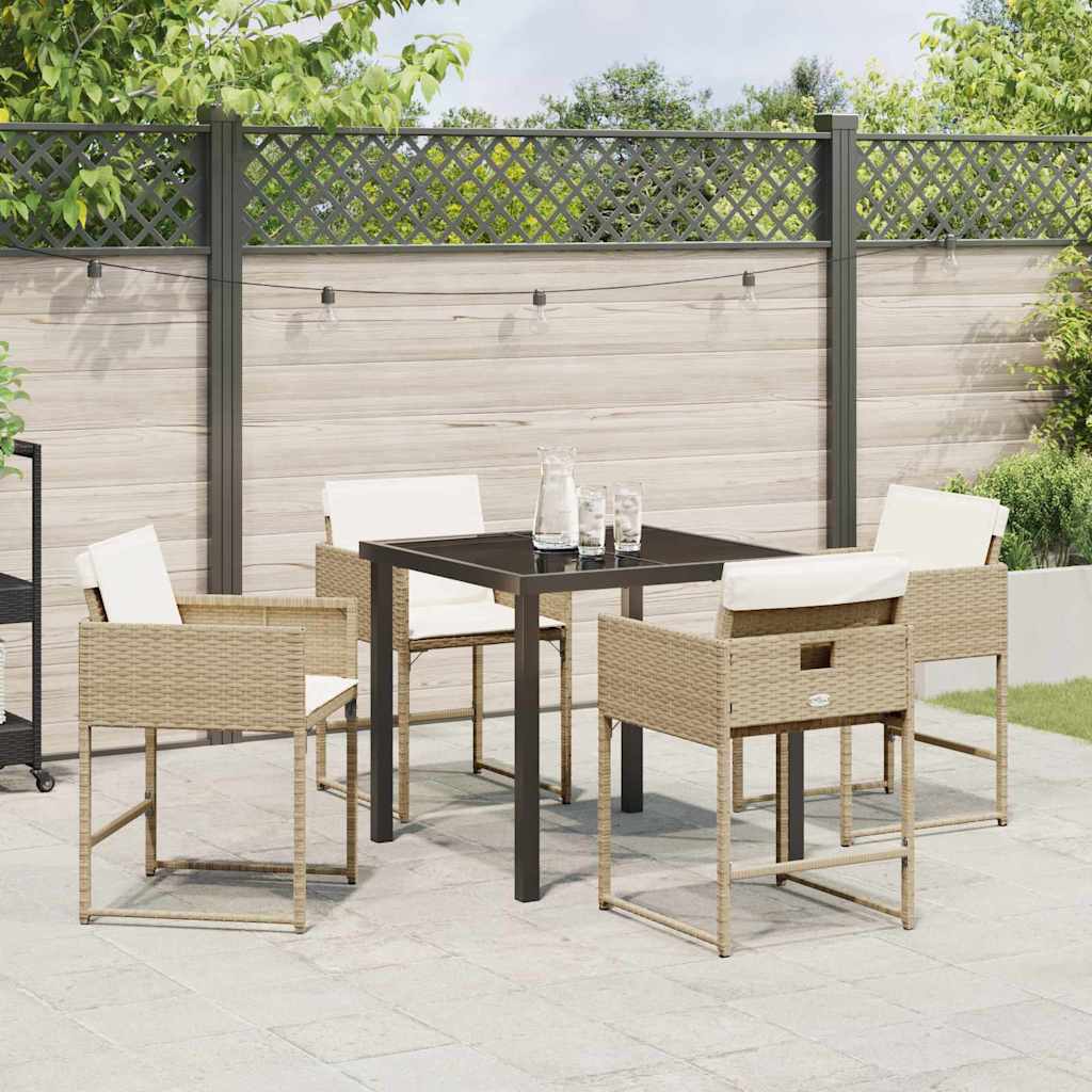 Have Spisebordssæt med pude 5 pcs Beige Poly rattan