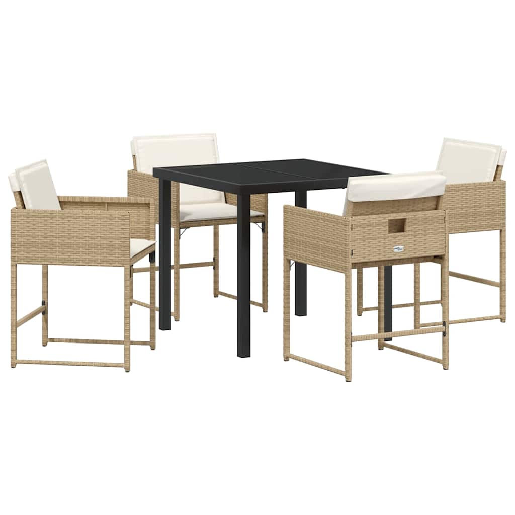 Have Spisebordssæt med pude 5 pcs Beige Poly rattan