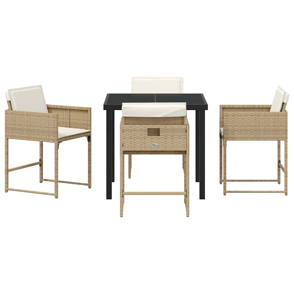 Have Spisebordssæt med pude 5 pcs Beige Poly rattan