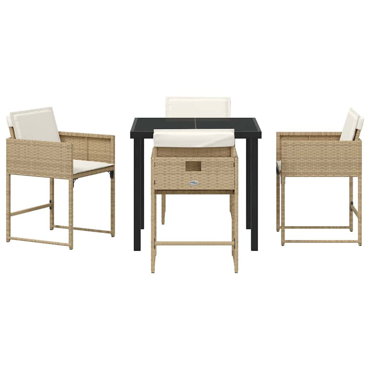 Have Spisebordssæt med pude 5 pcs Beige Poly rattan