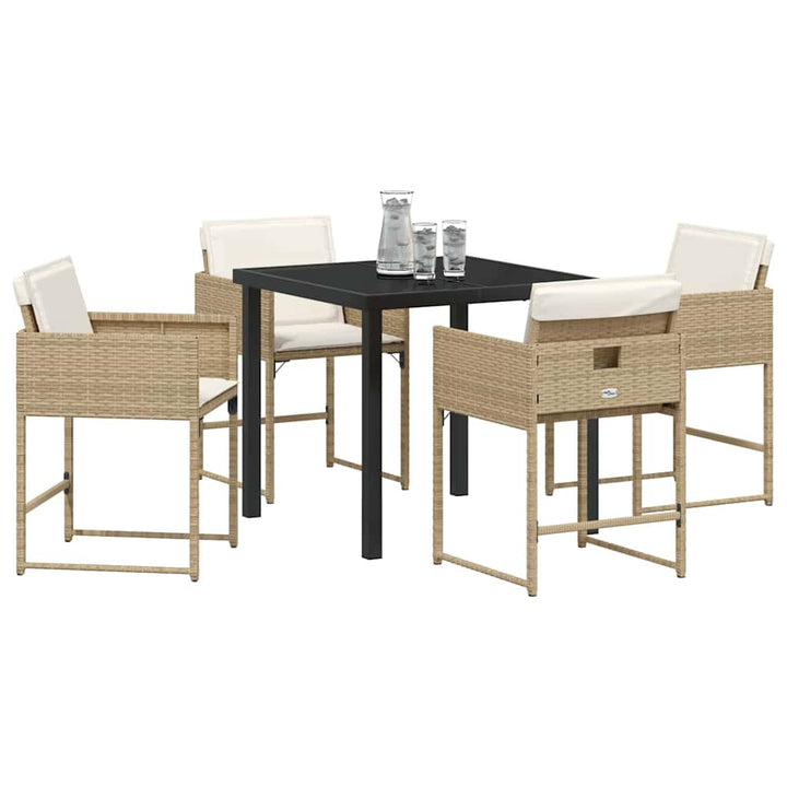 Have Spisebordssæt med pude 5 pcs Beige Poly rattan