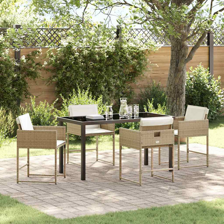Have Spisebordssæt med pude 5 pcs Beige Poly rattan