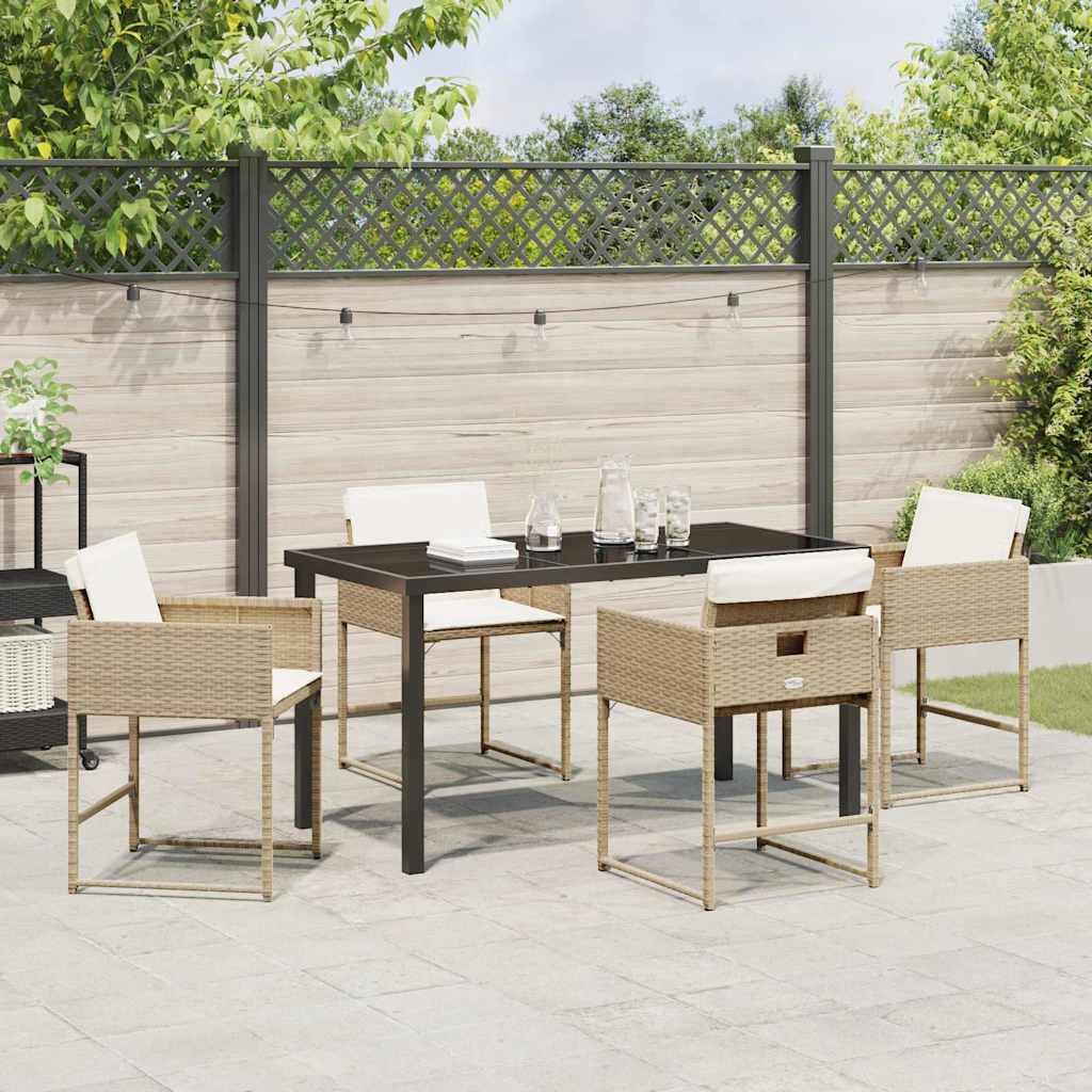 Have Spisebordssæt med pude 5 pcs Beige Poly rattan