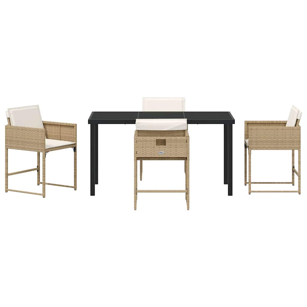 Have Spisebordssæt med pude 5 pcs Beige Poly rattan