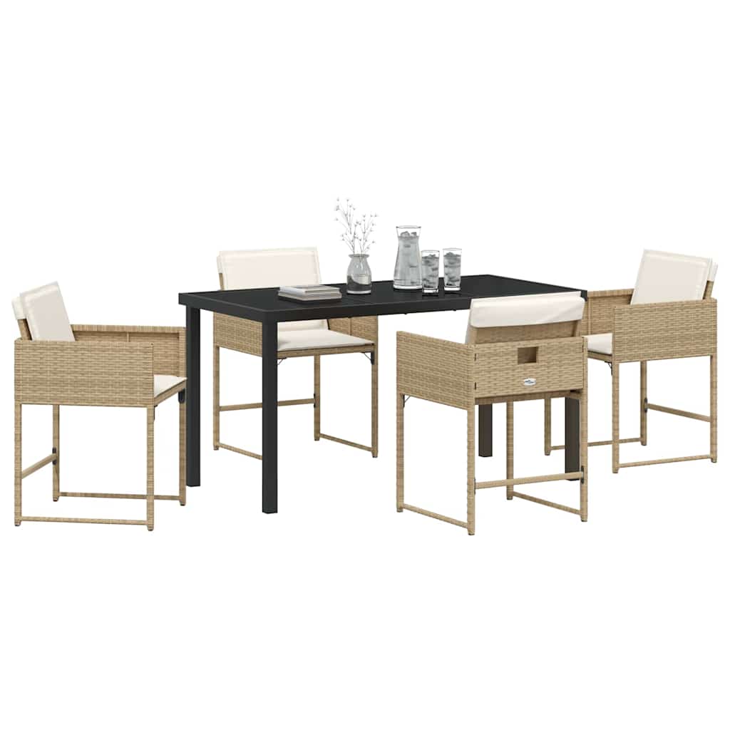 Have Spisebordssæt med pude 5 pcs Beige Poly rattan