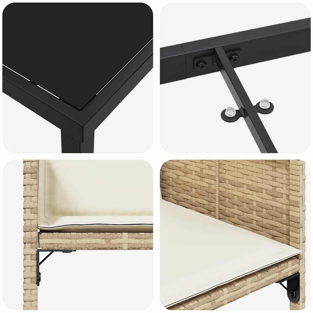 Have Spisebordssæt med pude 5 pcs Beige Poly rattan