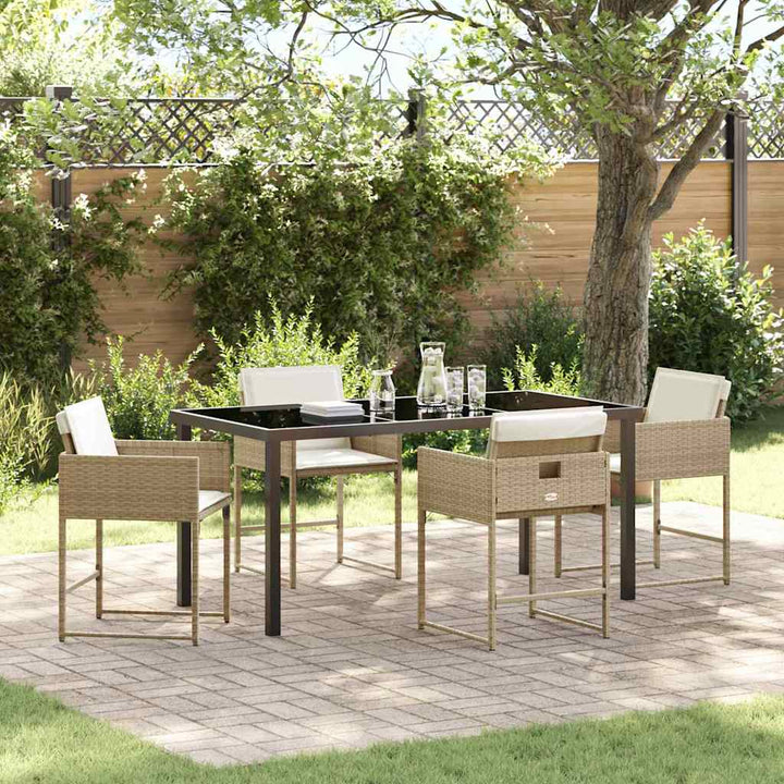 Have Spisebordssæt med pude 5 pcs Beige Poly rattan
