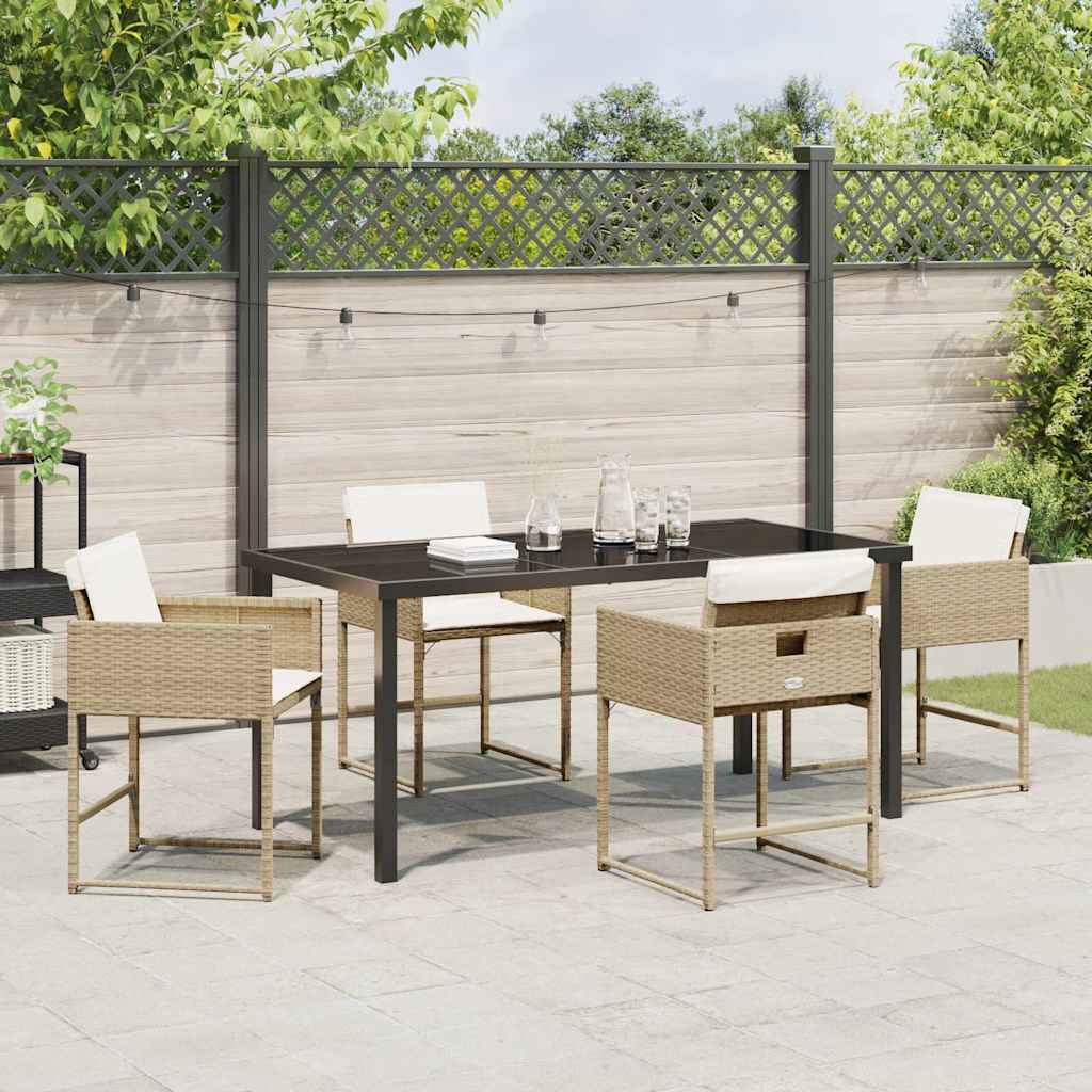 Have Spisebordssæt med pude 5 pcs Beige Poly rattan