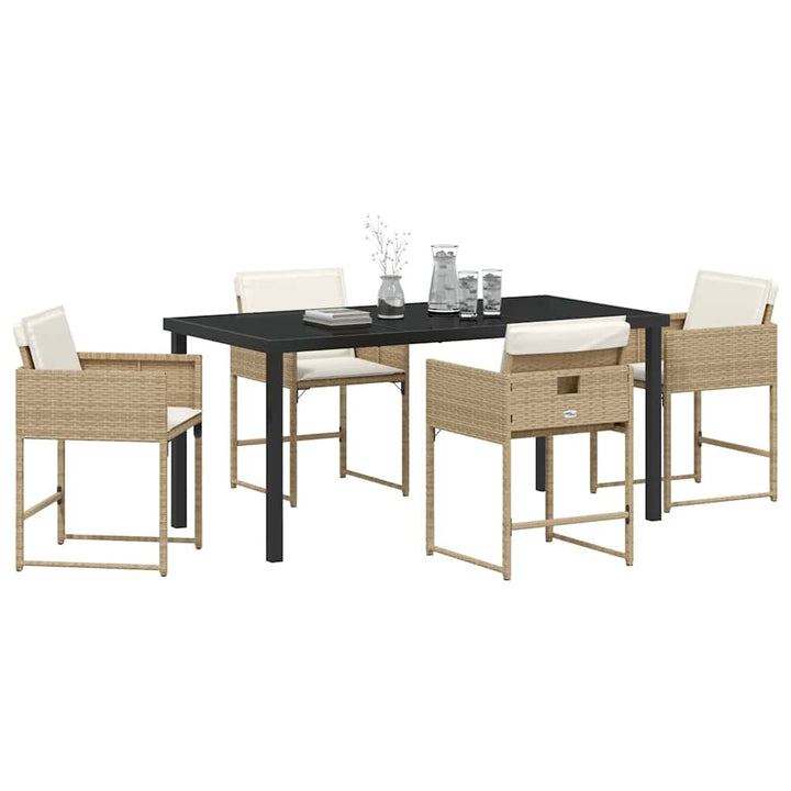 Have Spisebordssæt med pude 5 pcs Beige Poly rattan