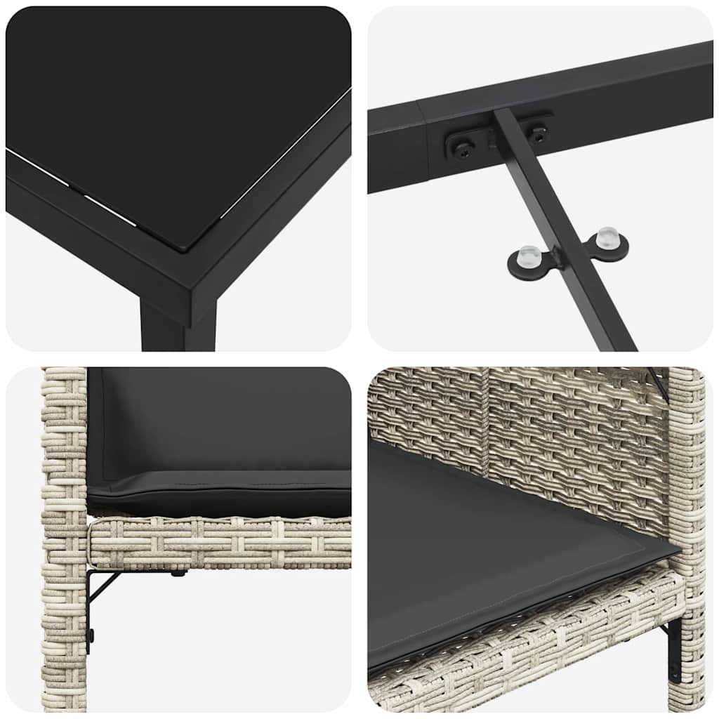 Have Spisebordssæt med pude 5 pcs Lysegrå Poly rattan