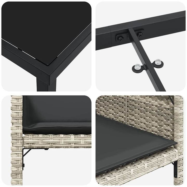 Have Spisebordssæt med pude 5 pcs Lysegrå Poly rattan