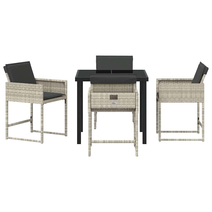 Have Spisebordssæt med pude 5 pcs Lysegrå Poly rattan