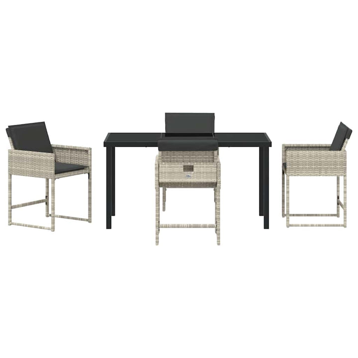 Have Spisebordssæt med pude 5 pcs Lysegrå Poly rattan