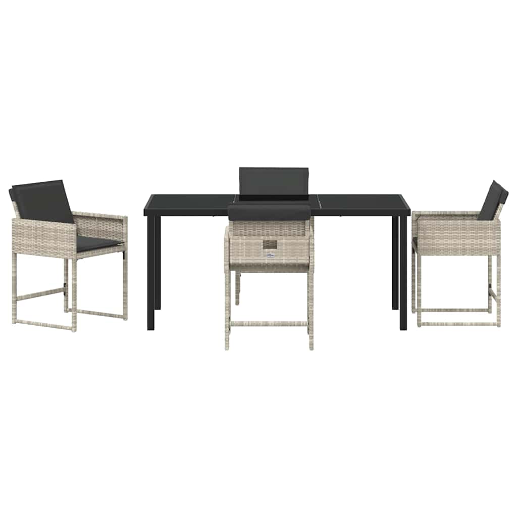 Have Spisebordssæt med pude 5 pcs Lysegrå Poly rattan