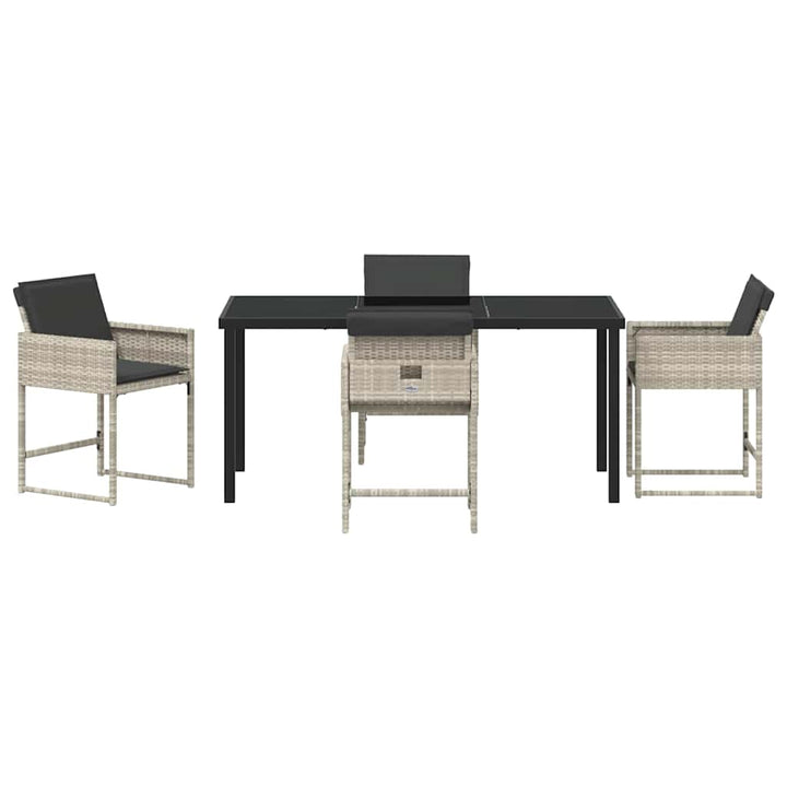 Have Spisebordssæt med pude 5 pcs Lysegrå Poly rattan