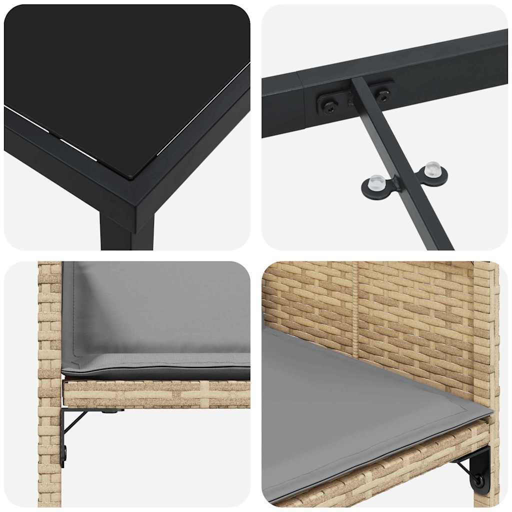 Have Spisebordssæt med pude 5 pcs Beige Poly rattan