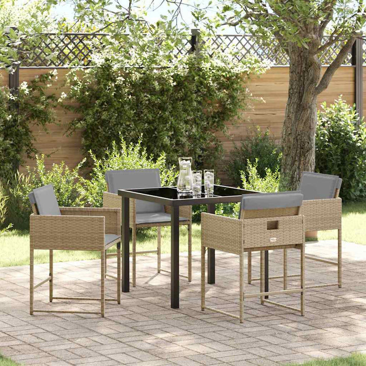 Have Spisebordssæt med pude 5 pcs Beige Poly rattan