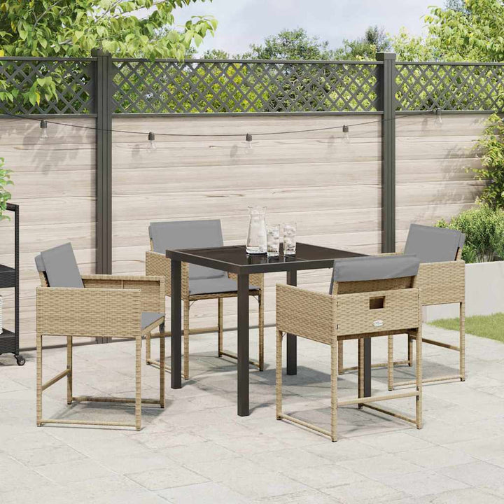 Have Spisebordssæt med pude 5 pcs Beige Poly rattan