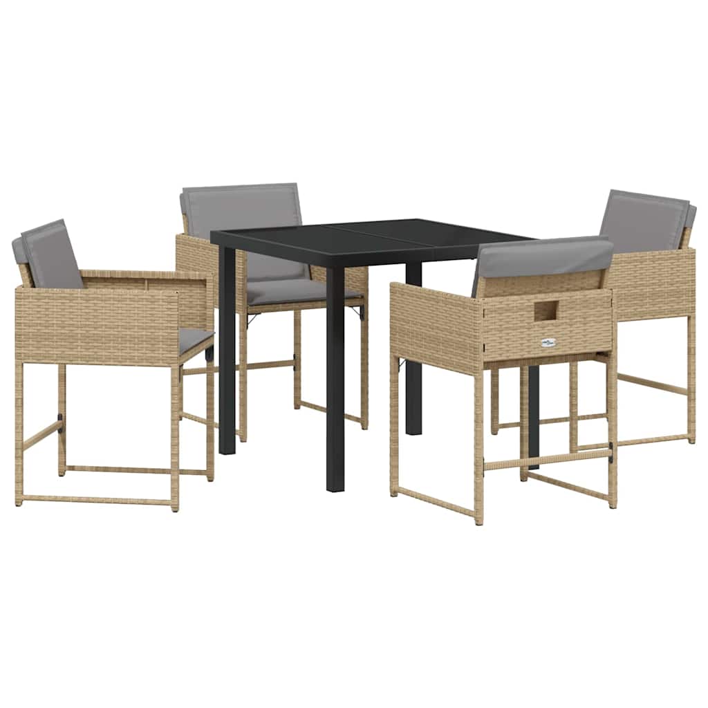 Have Spisebordssæt med pude 5 pcs Beige Poly rattan