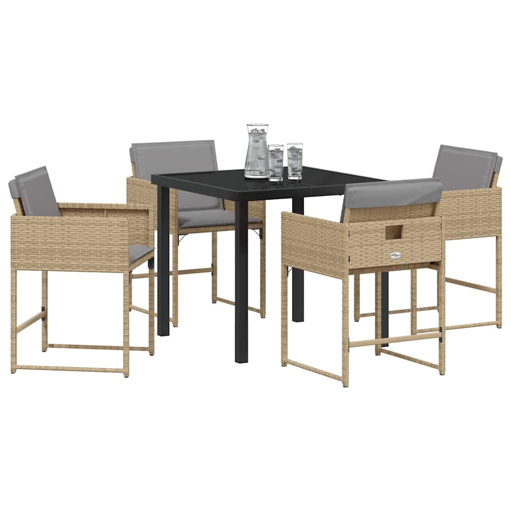Have Spisebordssæt med pude 5 pcs Beige Poly rattan