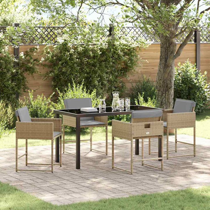 Have Spisebordssæt med pude 5 pcs Beige Poly rattan