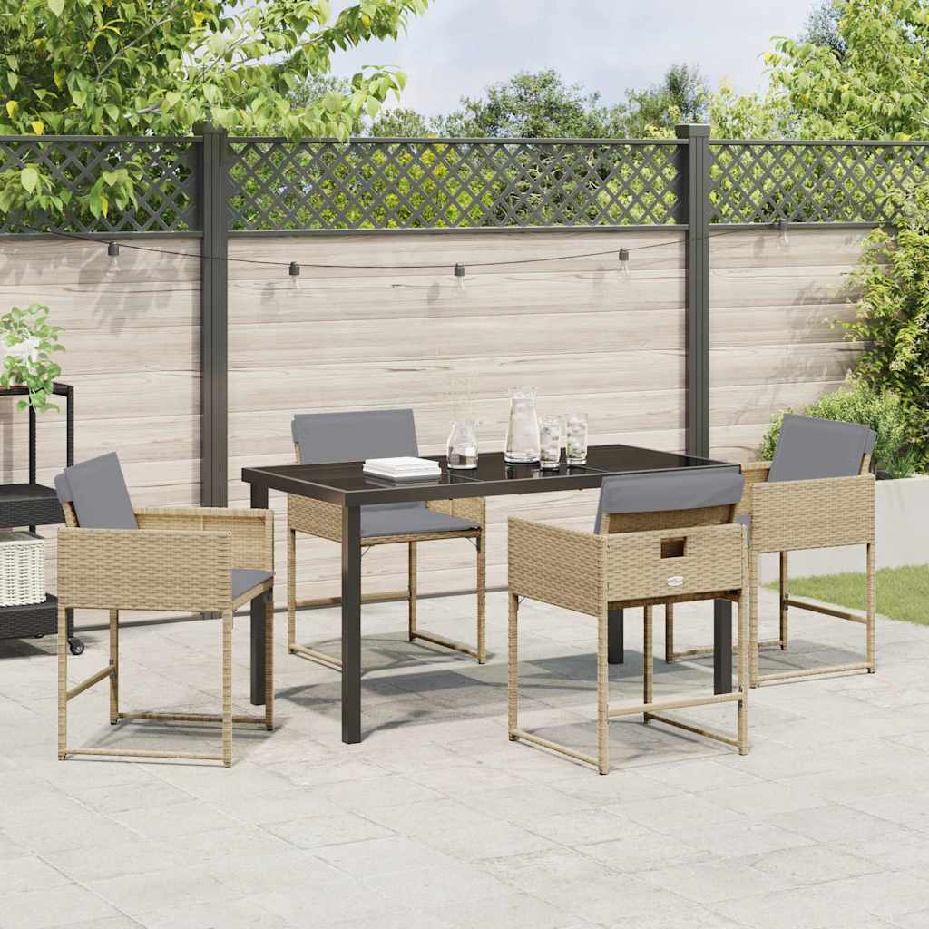 Have Spisebordssæt med pude 5 pcs Beige Poly rattan