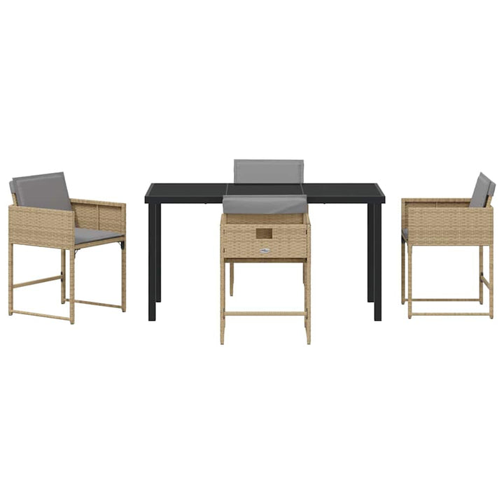 Have Spisebordssæt med pude 5 pcs Beige Poly rattan