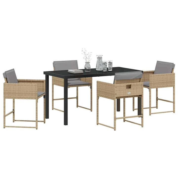 Have Spisebordssæt med pude 5 pcs Beige Poly rattan