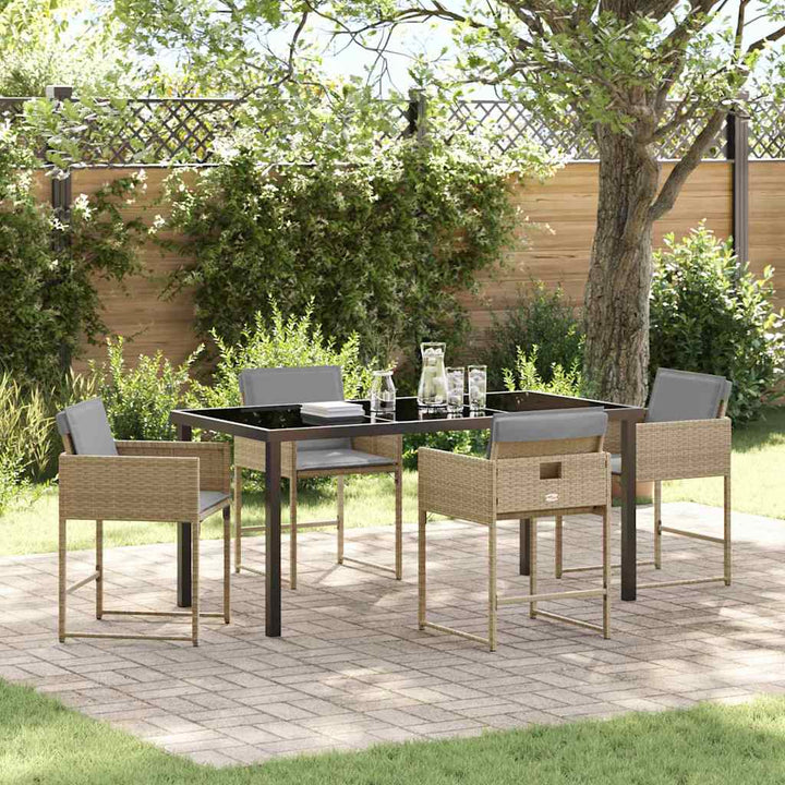 Have Spisebordssæt med pude 5 pcs Beige Poly rattan