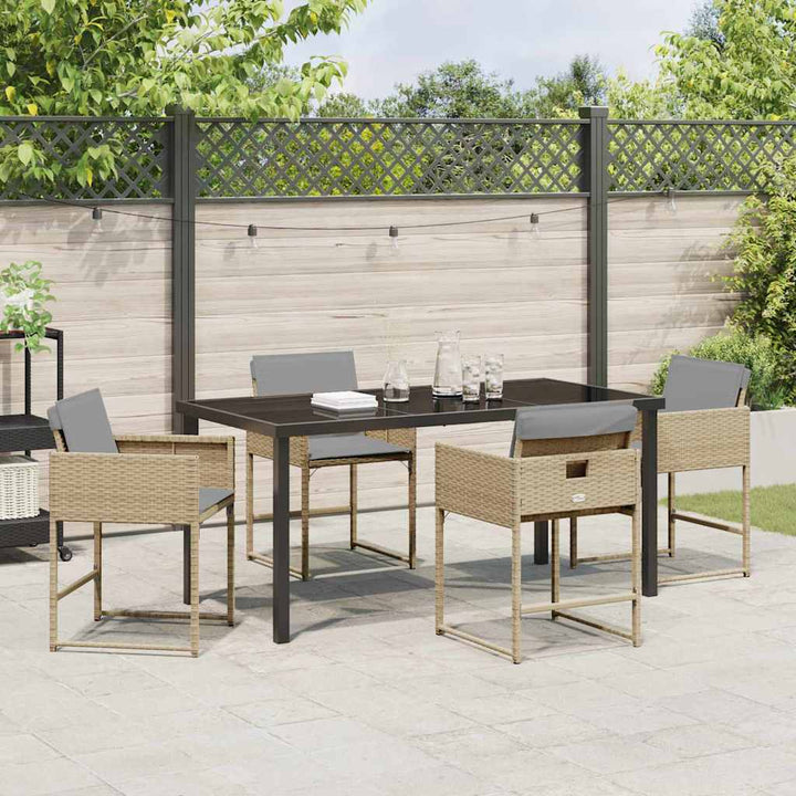 Have Spisebordssæt med pude 5 pcs Beige Poly rattan