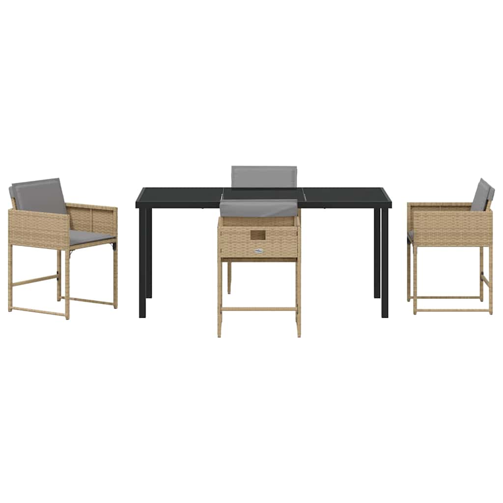 Have Spisebordssæt med pude 5 pcs Beige Poly rattan