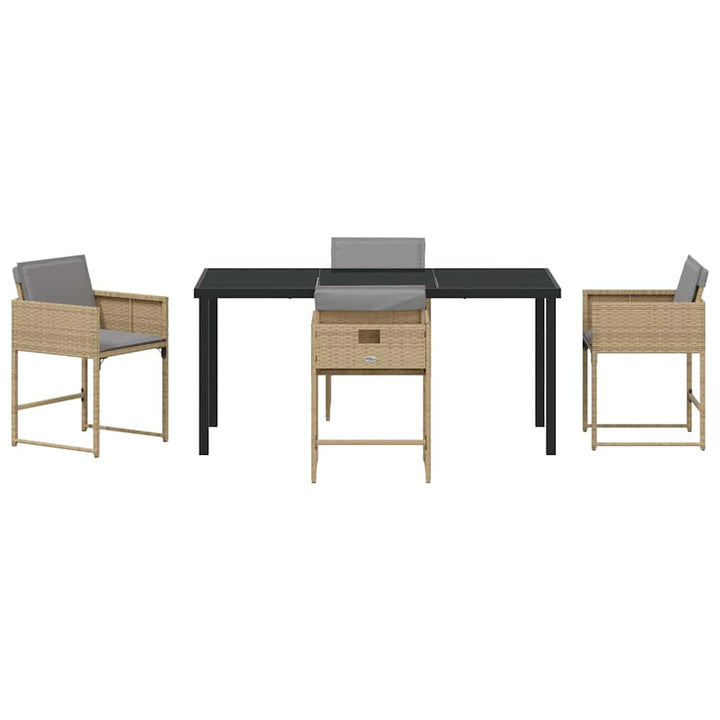 Have Spisebordssæt med pude 5 pcs Beige Poly rattan