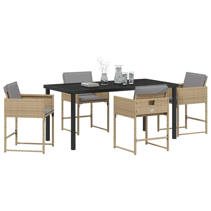 Have Spisebordssæt med pude 5 pcs Beige Poly rattan